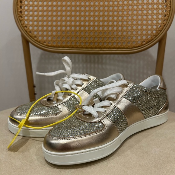 Jimmy Choo Teri Low Top Sneakers – Champagne Gold Glitter - Picture 6 of 7